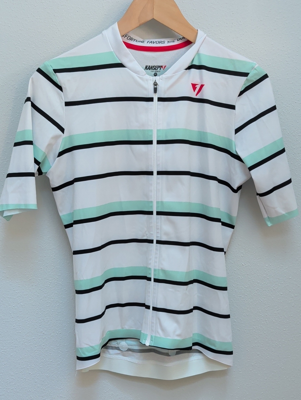 Women's Striped Short-Sleeve Cycling Jersey - White & Mint